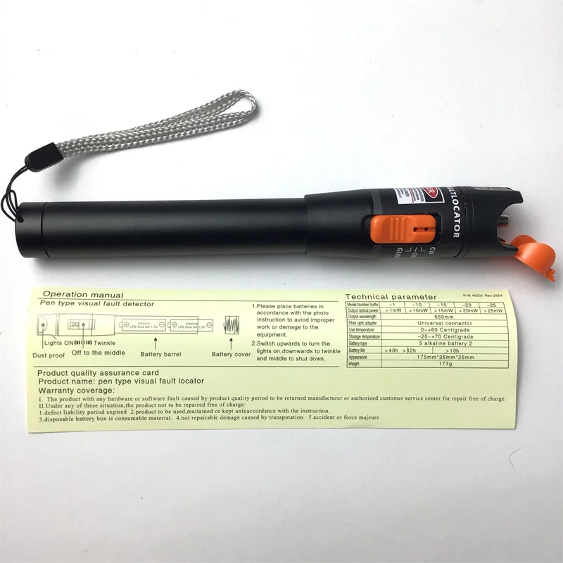 10 Mw  Visual Fault Locator 10 Km Fiber Optic Cable Tester Pen VFL Detection Light Mini Red Light Pen