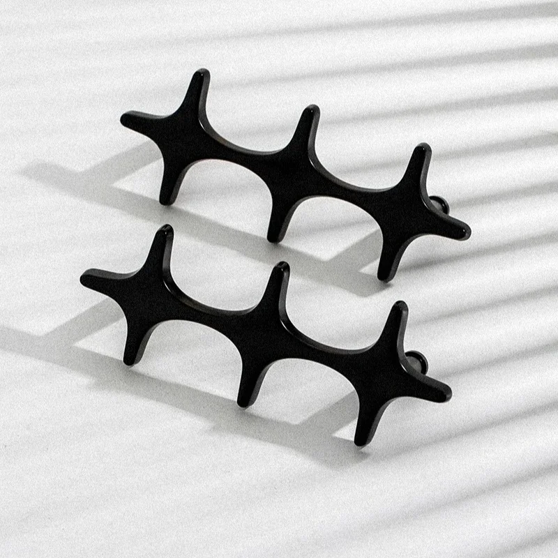 Door Handles Wardrobe Bedroom Kitchen Cabinet Cross Handles Black Solid Brass for Furniture Hardware Minimalist Cabinet Pulls