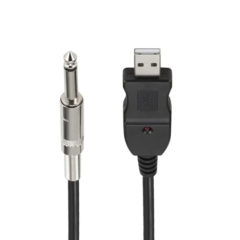 USB Guitar Cable Guitar Bass To PC USB Recording Cable USB To 6.5mm Jack Audio Adapter Converter USB Guitar Cable