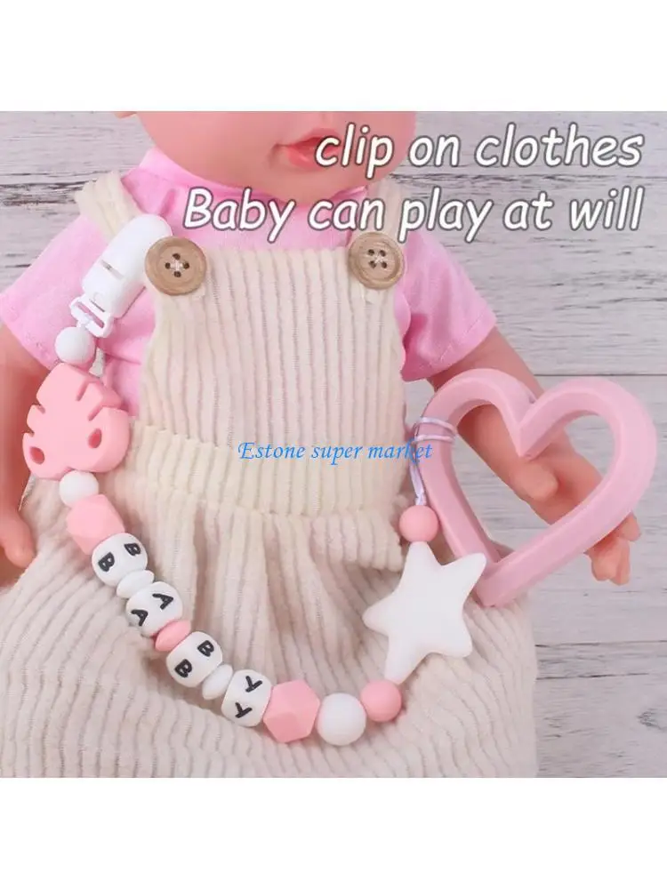 090B Silicone Pacifier Holders 5 Colors Teethers Baby Binkies Clips for Boys Grils Teething Colorful Silicone Beads