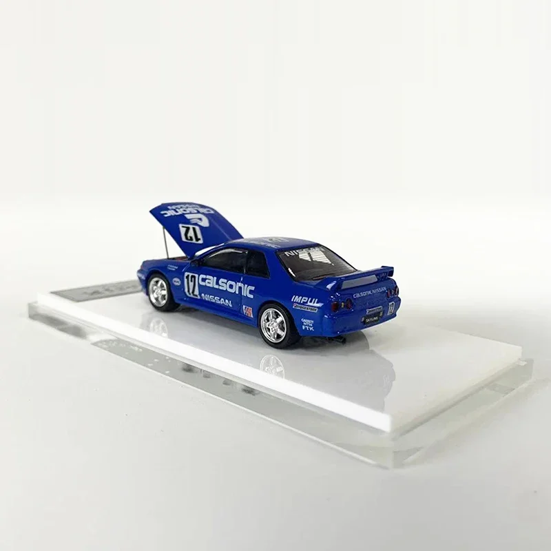 Time Micro-modelo de coche GTR R32, vehículo fundido a presión de aleación, capó abierto, Colección, 1:64