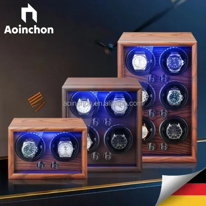 Wooden Watch Winder Automatic Watch Winding Box Ultra-silent Display Watch Box LED Light