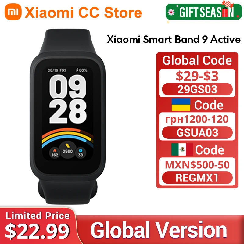 Global Version Xiaomi Smart Band 9 Active 18-day Battery Life Modes 1.47\'\' Display 5ATM All-day Health And Fitness Monitoring