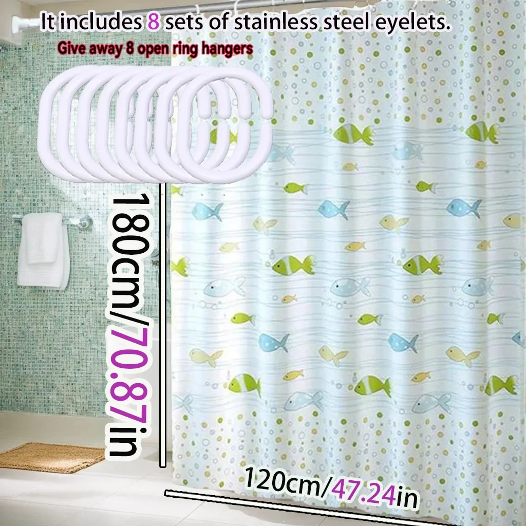 Joy color fish group children's fun shower curtain Waterproof PEVA material bathroom dry and wet separation partition curtain