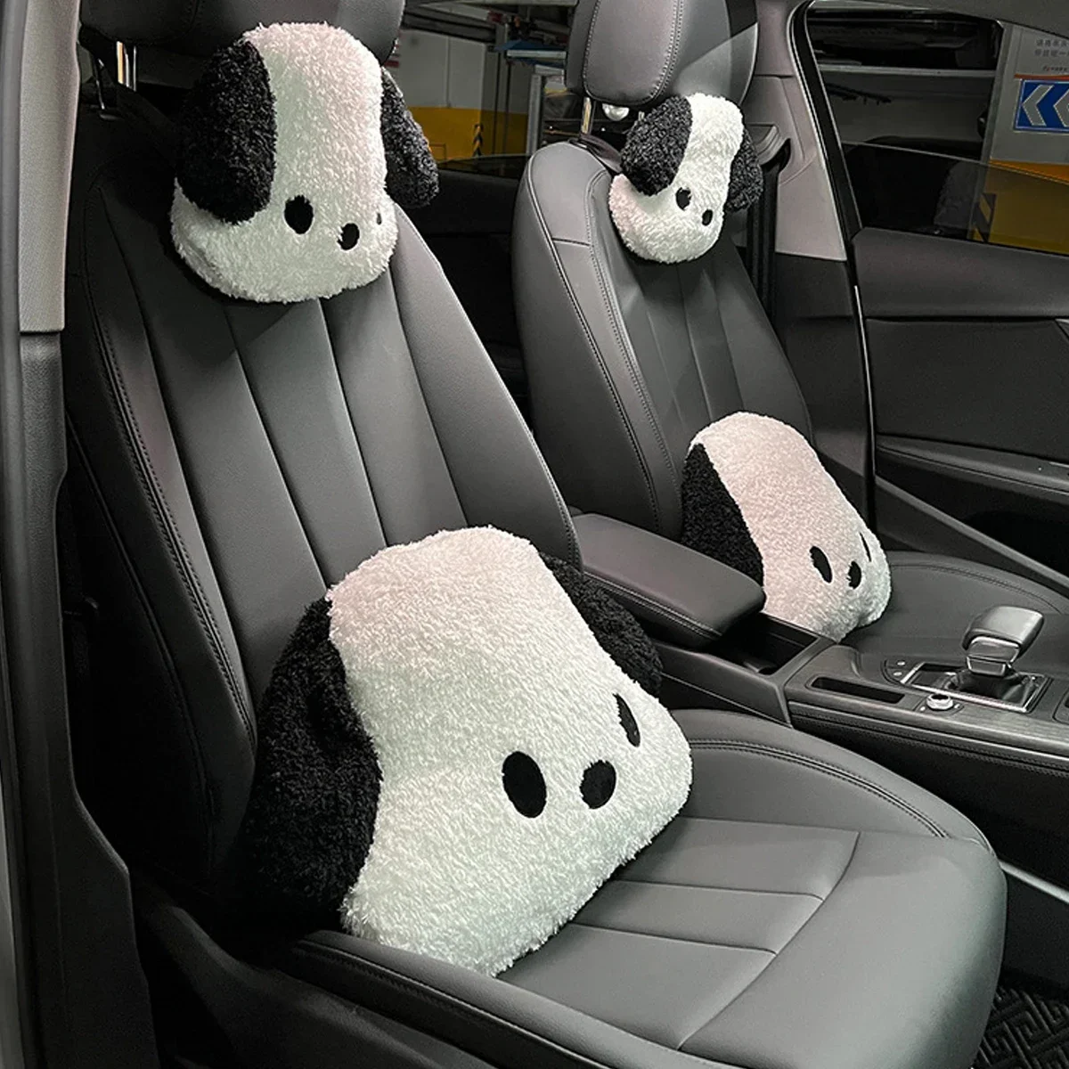 1pcCartoon car headrest neck pillow cute plush dog comfortable car headrest four seasons general car headrest