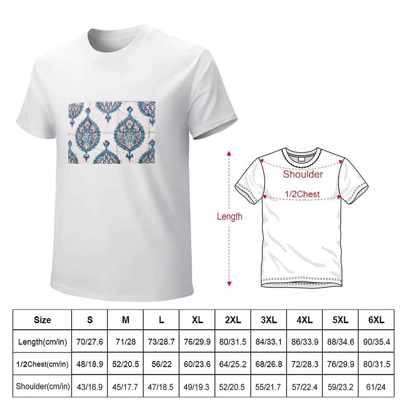 T-shirt Persian Tiles para homens, roupas fofas, camisetas lisas