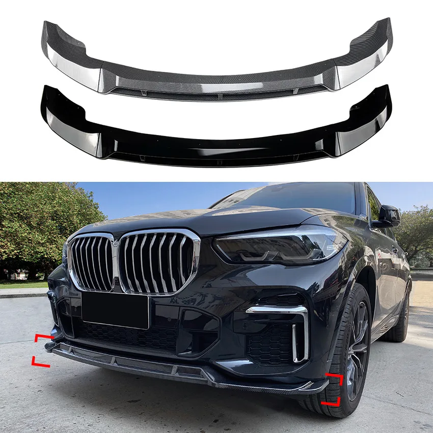 

Front Bumper Lip Body Kit Spoiler Splitter Carbon Look Bumper Canard Lip Splitter For BMW X5 G05 M Sport 2019+ Protective Cover