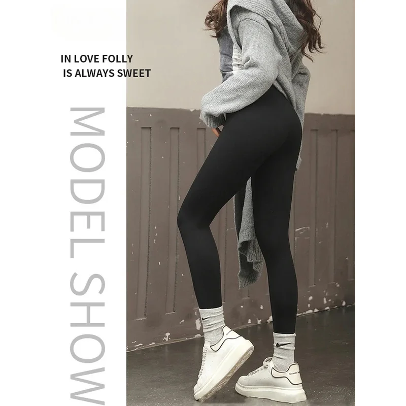 Autumn Winter High Waist Shark Leggings Women\'s Seamless Fleece Warm Leggings Slim Thin Casual Sports Fitness Leggings