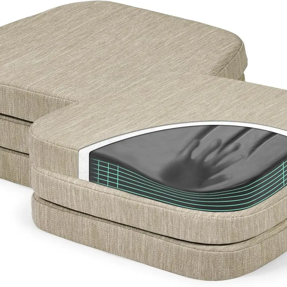 

Memory Foam Dining Chair Cushions Set of 6, Dual-Layer Design with Washable Covers, Beige, 17x16x2 inches