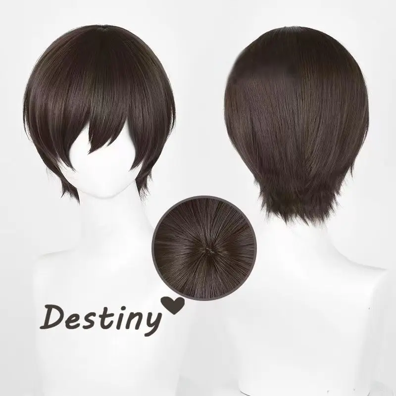 Ouran High School Host Club Haruhi Fujioka Cosplay Wig Brown Short Hair Rose Net Realistic Scalp