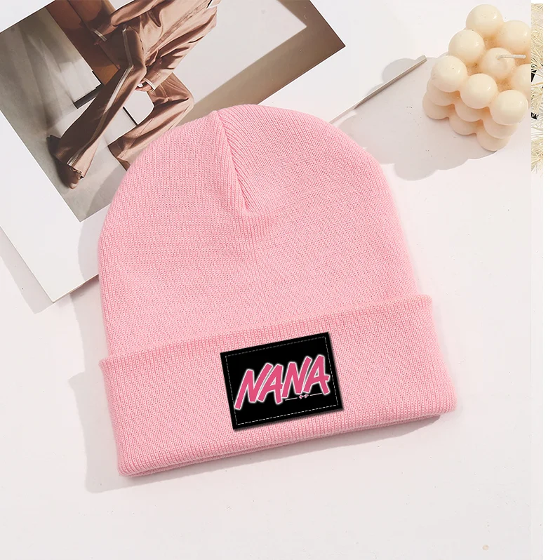 Nana Anime Expression Knitted Hat Warm Woolen Hats Women Outdoor Sports Autumn Winter Casual Cap Cute Cartoon Embroidered Beanie