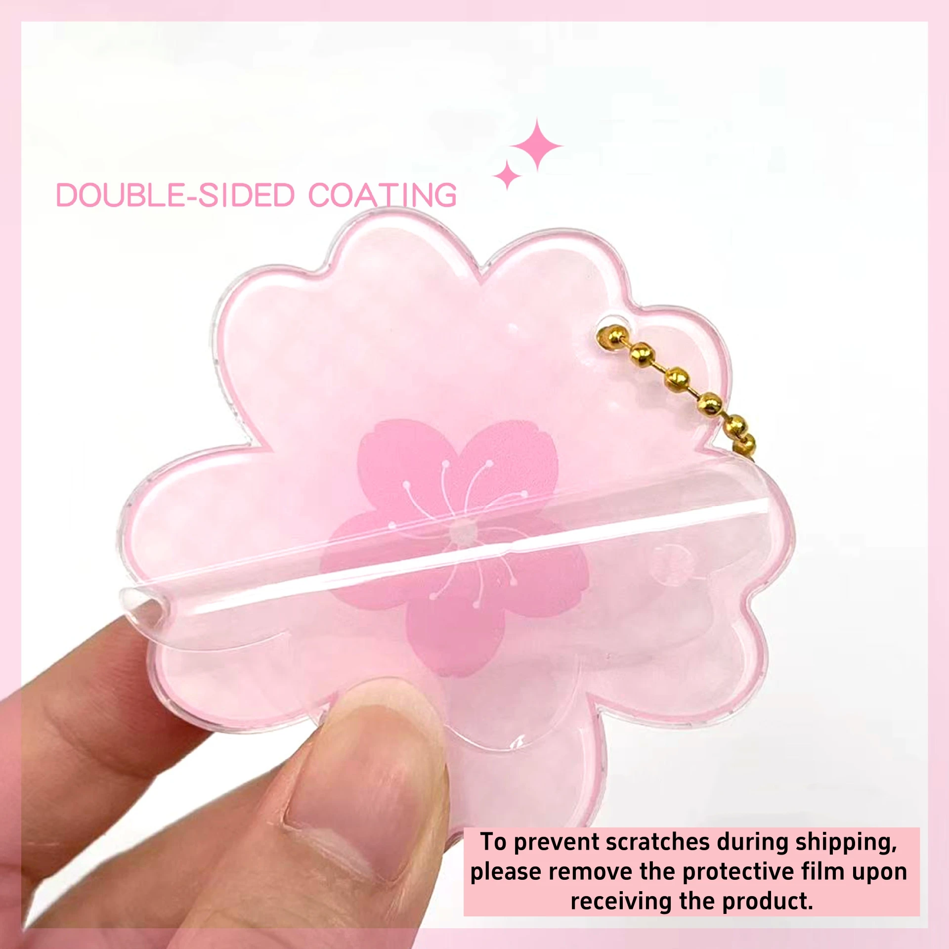 Photo Frame Keychain Translucent One Inch Id Photo Holder Flower Keychain Customizable Small Card Bag Keychain For Keys Bag
