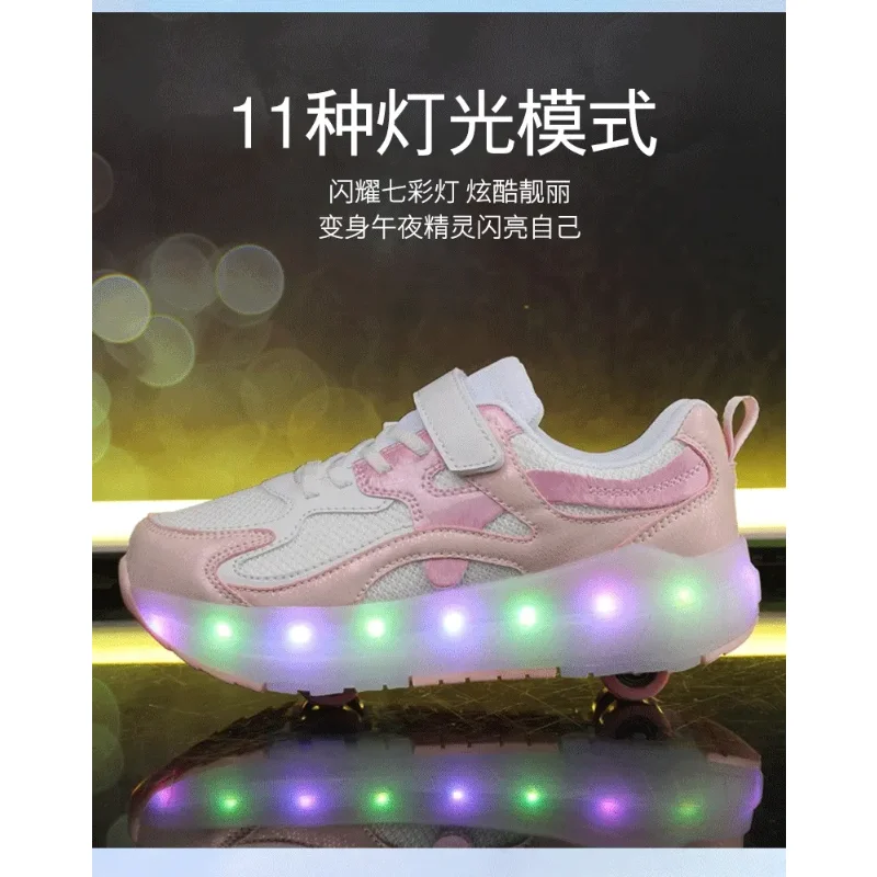 Zapatos de patinaje sobre ruedas para niños, zapatos para caminar para deportes al aire libre a la moda, nuevos zapatos con luz LED, zapatillas bonitas para niños para niña 2025