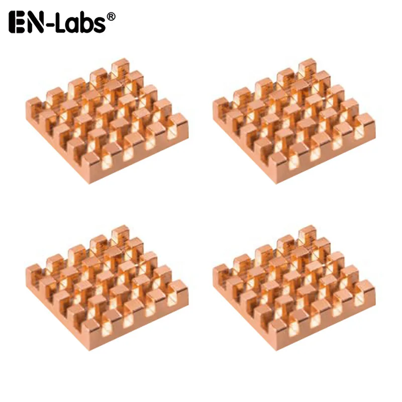 Copper Heatsink 14X14x3mm Electronic Chip IC Radiator for GPU CPU VGA RAM with 2W/mK Thermal Double Side Adhesive Tape - 4PCS