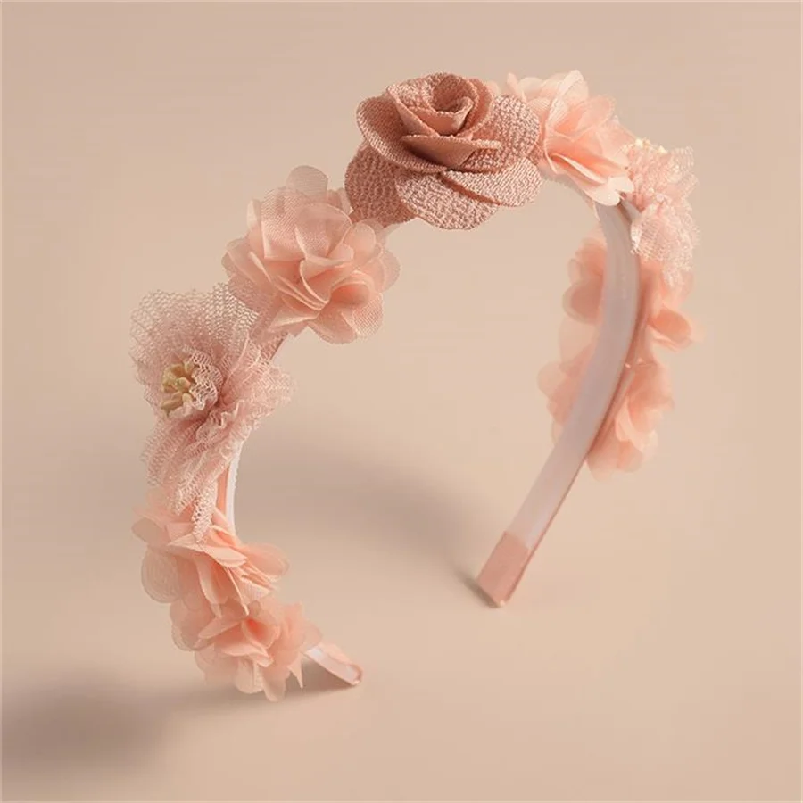 New ladies child princess Handmade Flower Girls Headbands Cute Pearl Feather Wedding Crown Princess Dance Party Headwear Hoop