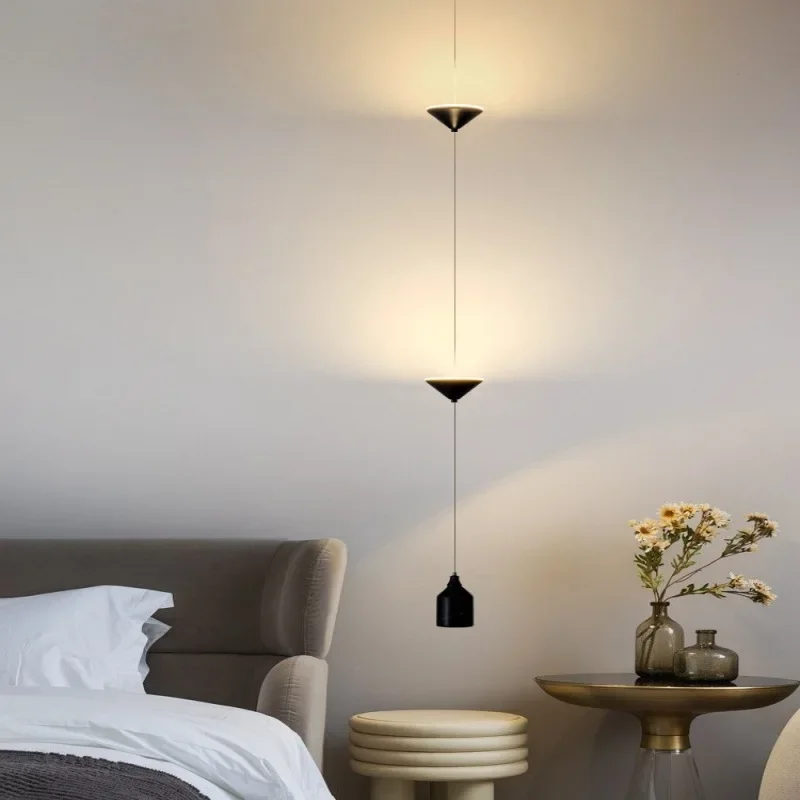 

SANDYHA Stylish LED Pendant Light Conical Design Modern Nordic Chandelier for Living Room Bedroom Dining Table Home Decor