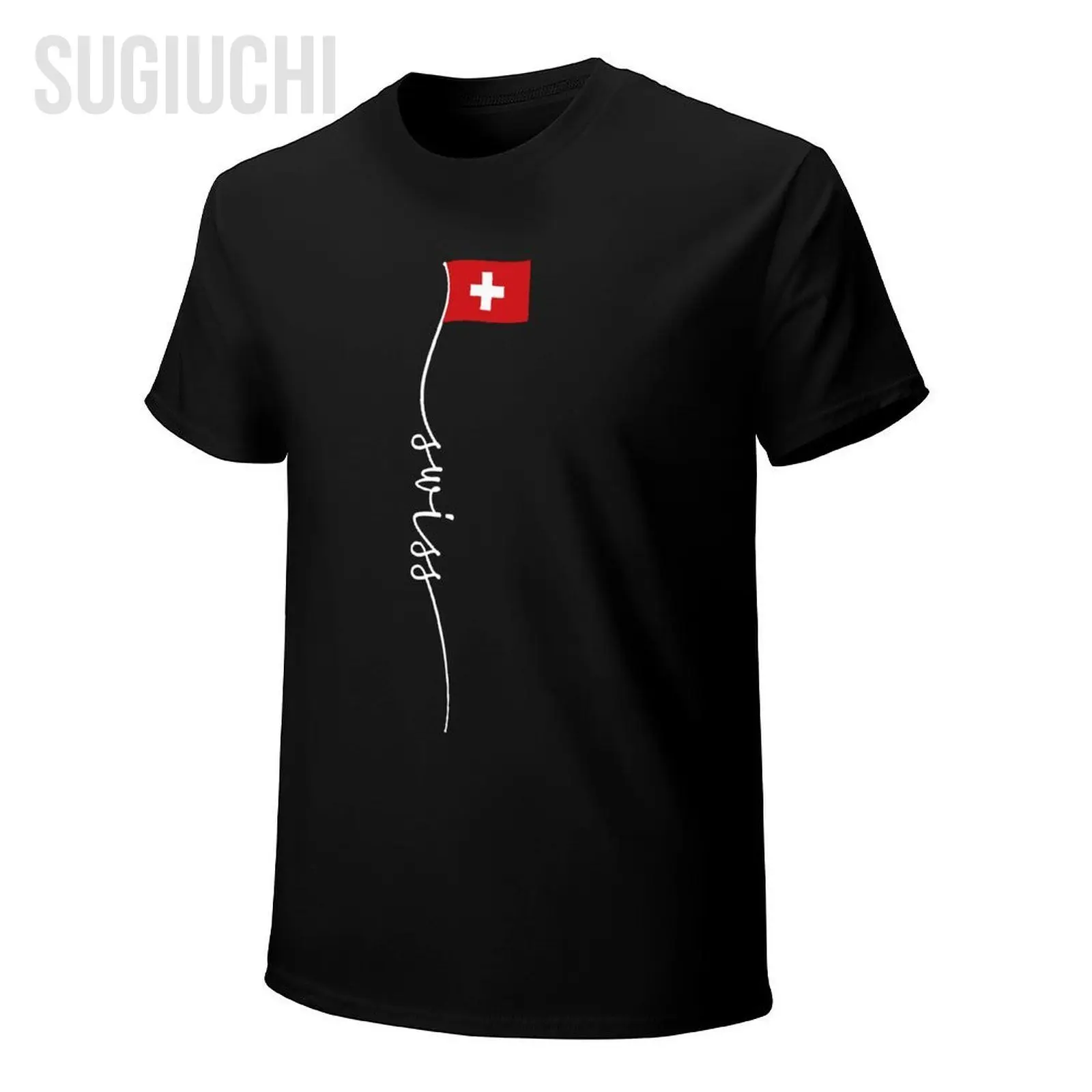 Unisex Men Switzerland Signature Swiss Flag Tshirt Tees O-neck T Shirts Women Boys 100% Cotton T-Shirt