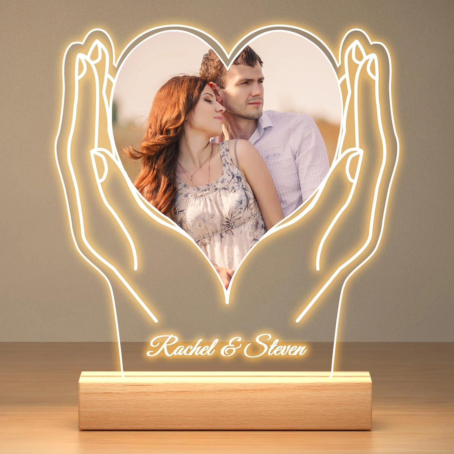 Regali personalizzati per San Valentino Lampada Foto e testo personalizzati Luce notturna Donna Uomo Coppie Anniversario Matrimonio Compleanno Regali