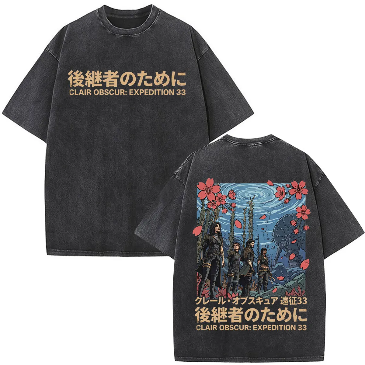 Game Clair Obscur Expedition 33 for Those Who Come After Washed T Shirt Men Women Fashion Retro Oversized Short Sleeve T-shirt