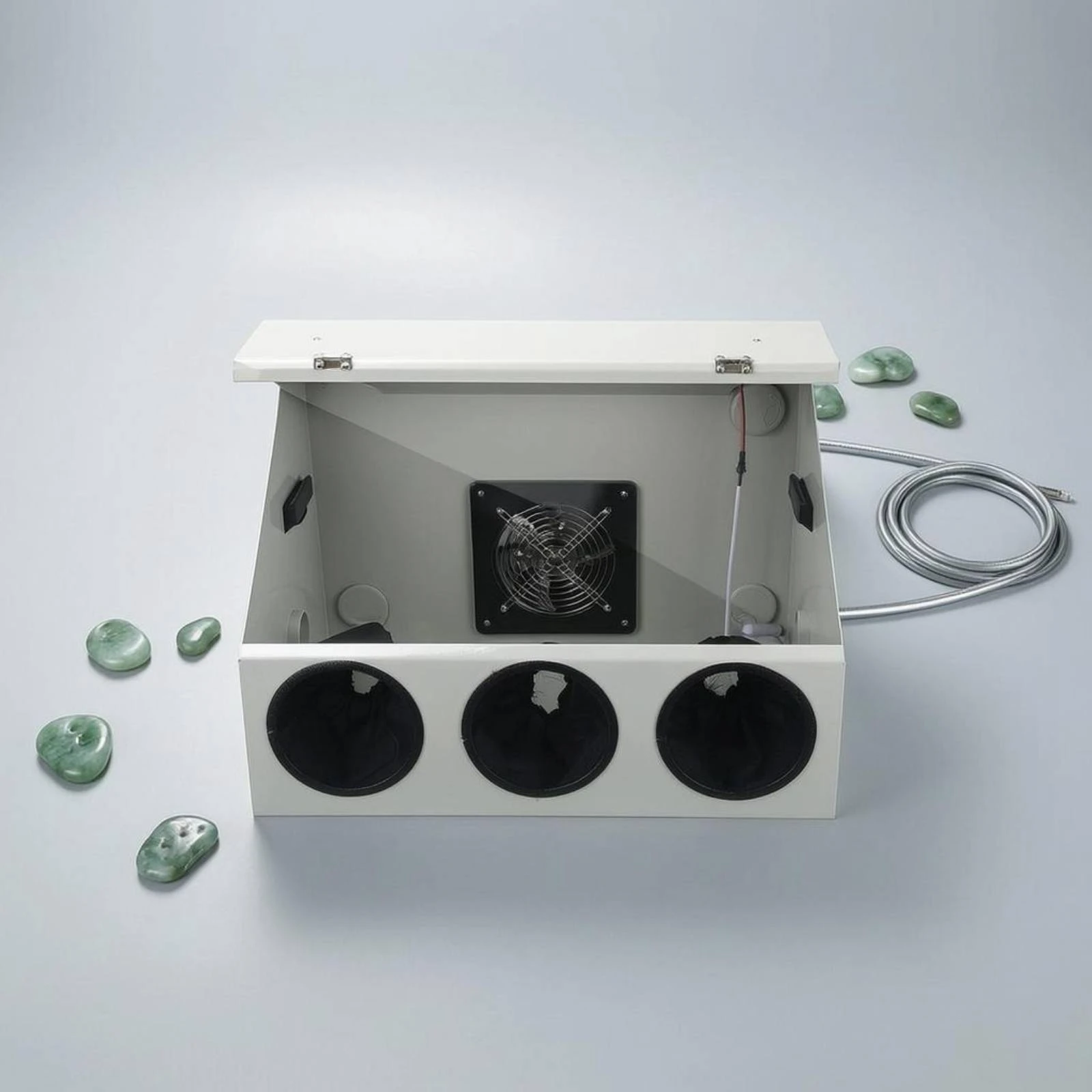 Grinding Enclosure Box Sleeve Ports Engraving Enclosure Box Hinged Lid Cable Pass-Through