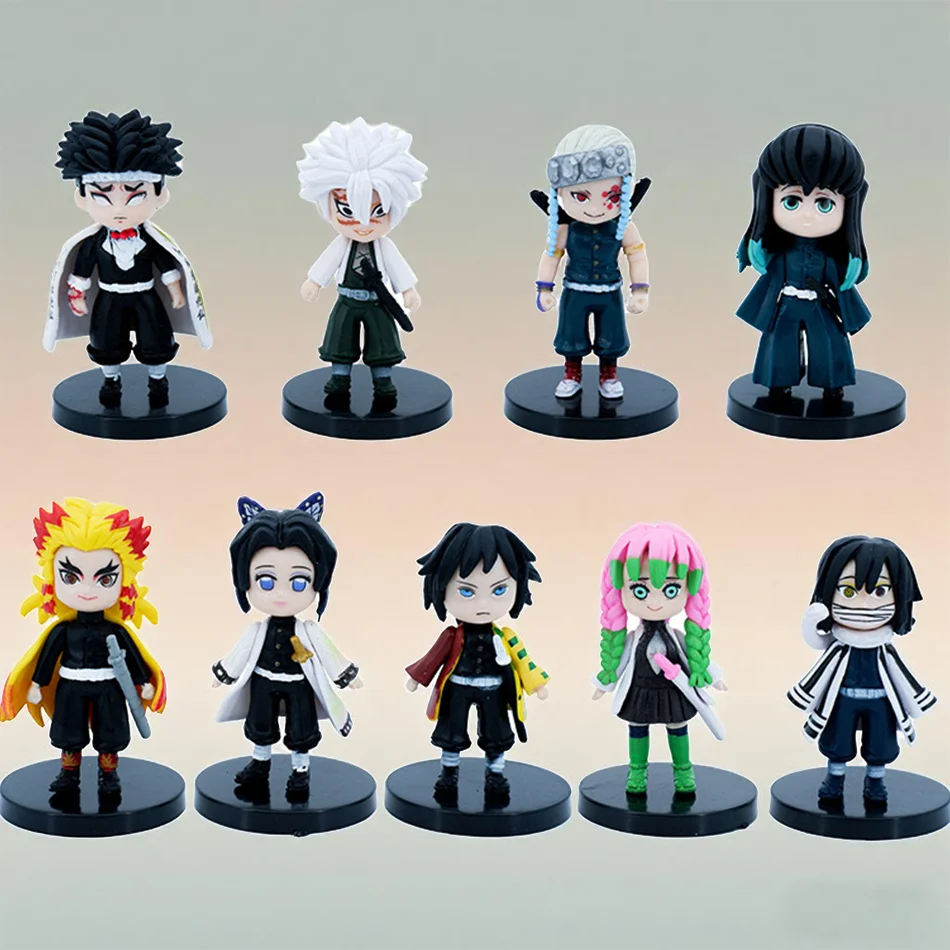 Nueva figura de Demon Slayer de juguete de Anime Kimetsu no Yaiba versión Q sentado Tanjiro Nidouzi Inosuke Zenizu PVD figura modelo muñeca