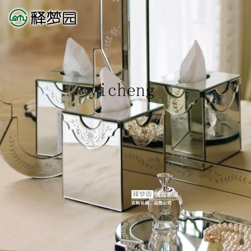 

TQH Creative Tissue Box, Home Furnishing Living Room Dining Room Simple Carton Neoclassical Mirror Furniture
