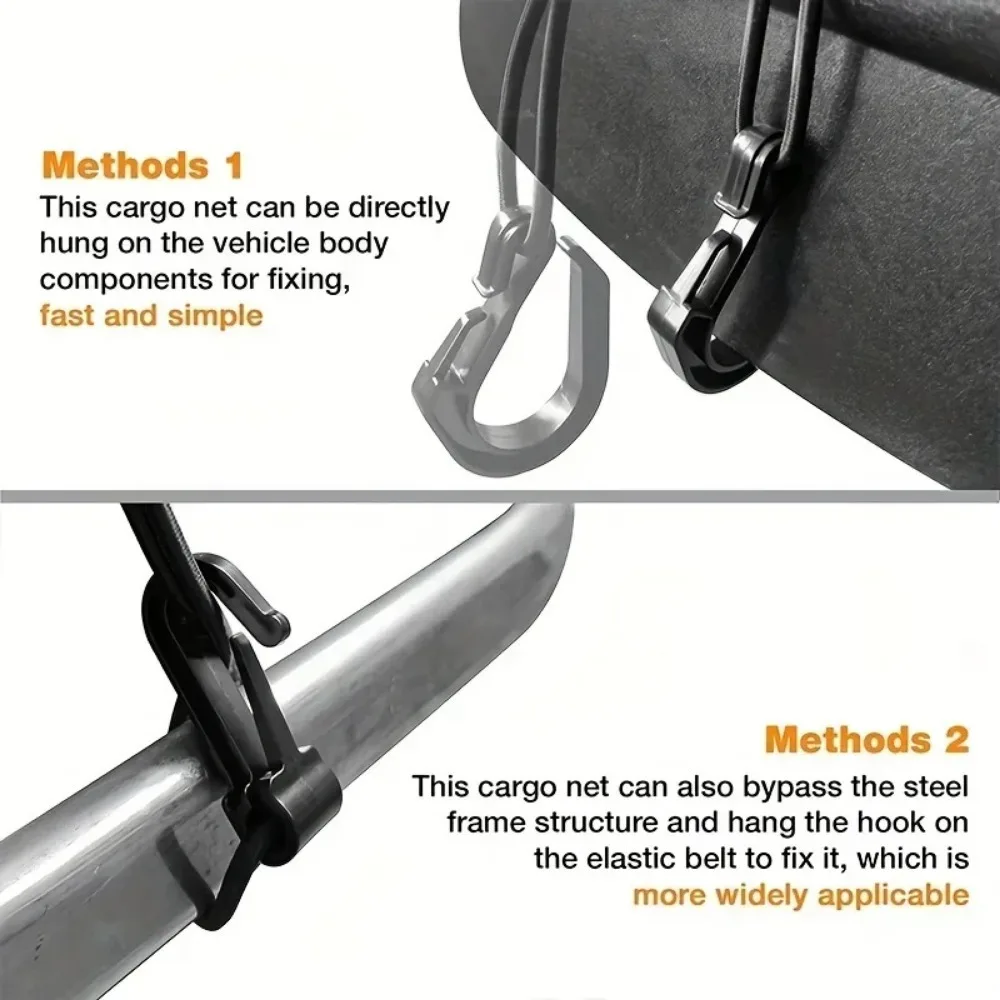 Rete da carico per moto Rete da moto a doppio strato ad alta elasticità per riporre i caschi Rete da carico elastica da 10 "X 11" con ganci Rete per bagagli