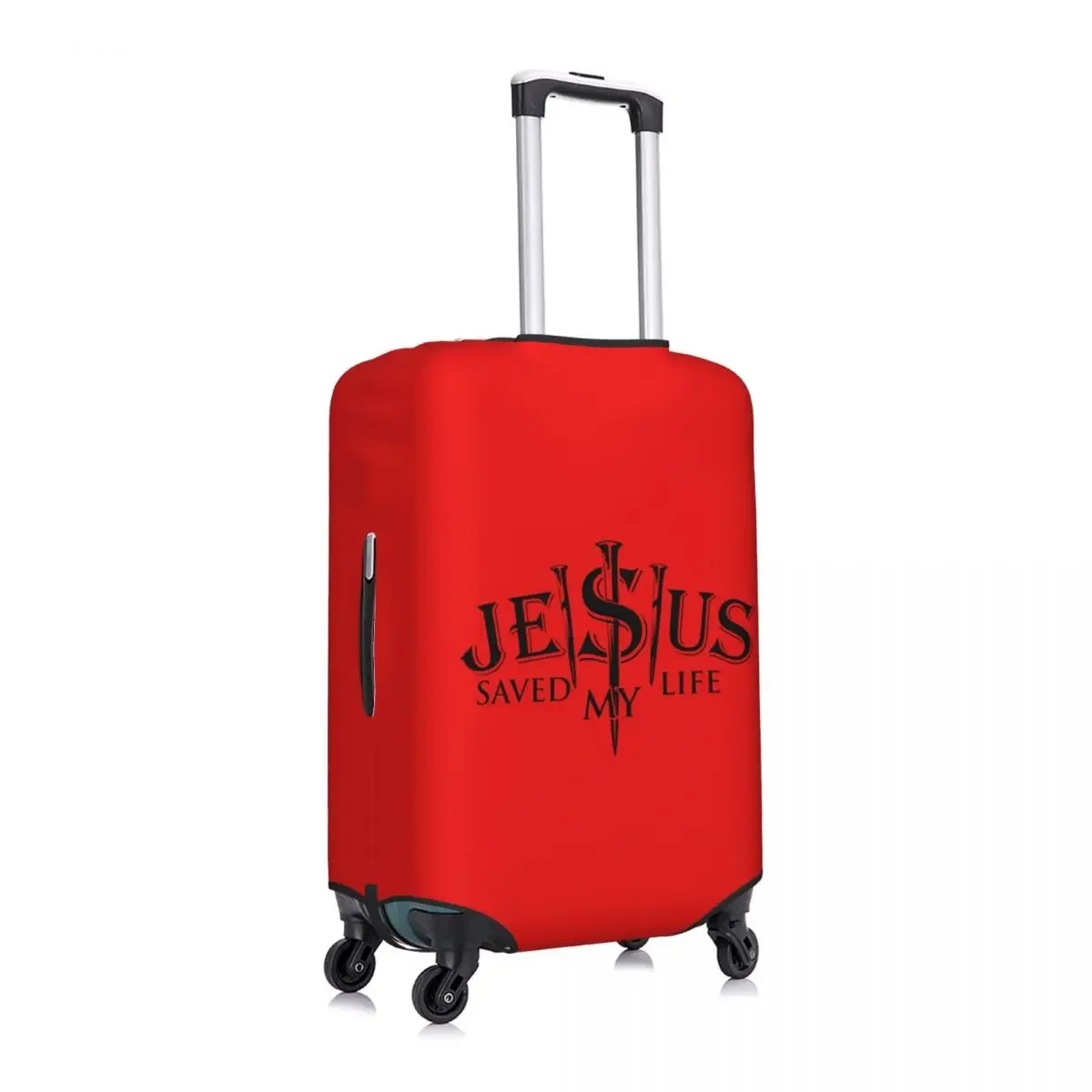 Custom Jesus Saved My Life Travel Luggage Cover Washable Christ Religion Christian Faith Suitcase Cover Protector Fit 18-32 Inch