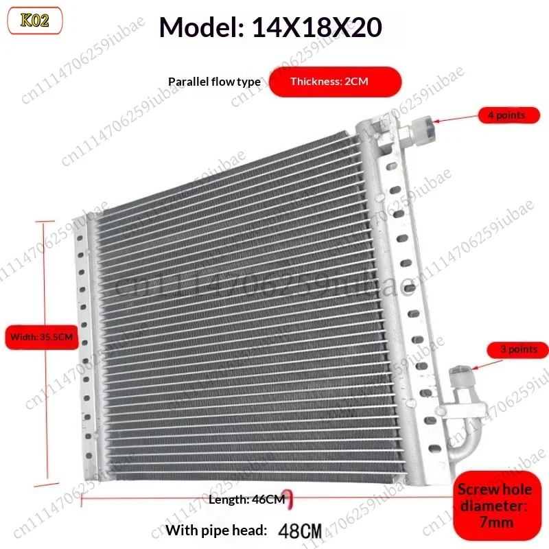 BK Aluminum Parallel Flow A/C Condenser With Drier 14''x18''x20mm 14''x23''x20mm For Car Truck Excavator Air Conditioning System