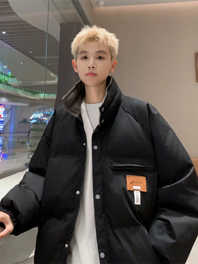 

Мужская утепленная зимняя хлопковая куртка с воротником-стойкой, теплая, повседневная, для подростков, с длинными рукавами, на молнии, цветное пальто