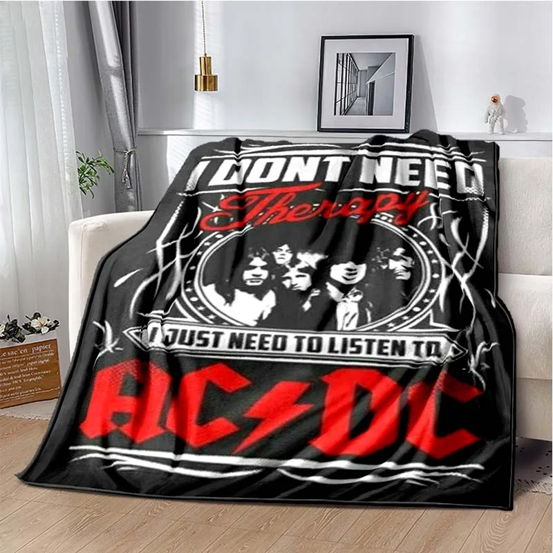 AC/DC Rock Band Music Print Flannel Blanket Cozy Warm Throw Bedroom Sofa Birthday Present Indoor Home Lounge Party Decor