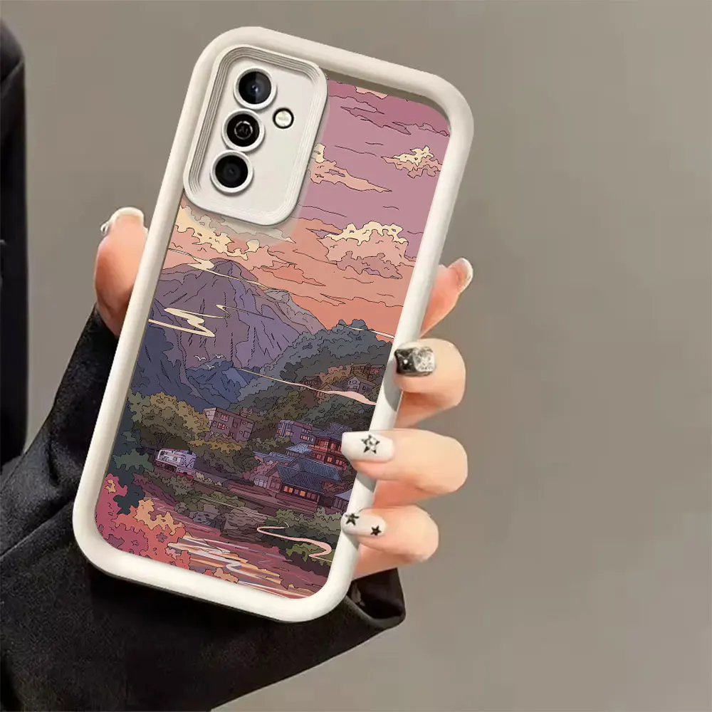 Coque de téléphone en TPU souple motif village montagneux japonais pour Samsung Galaxy S26 S25 S24 S23 S22 S21 S20 Ultra Plus FE 2022 5G avec protection Airbag