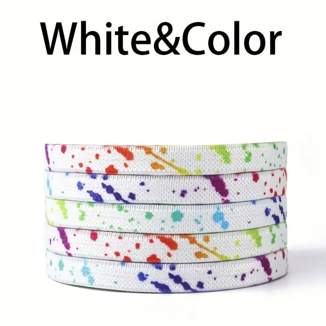 新しいスプラッシュインクプリント靴ひも、結ばない靴ひも、スニーカー用フラット弾性靴ひも、ハイキング、ランニング、アウトドアレジャー用靴ひも