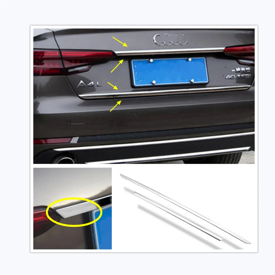 For Audi A4 B9 Sedan 2016 - 2022 Chrome Rear Trunk Tail Gate Door Up Bottom Decoration Strip Cover Trim Accessories Exterior