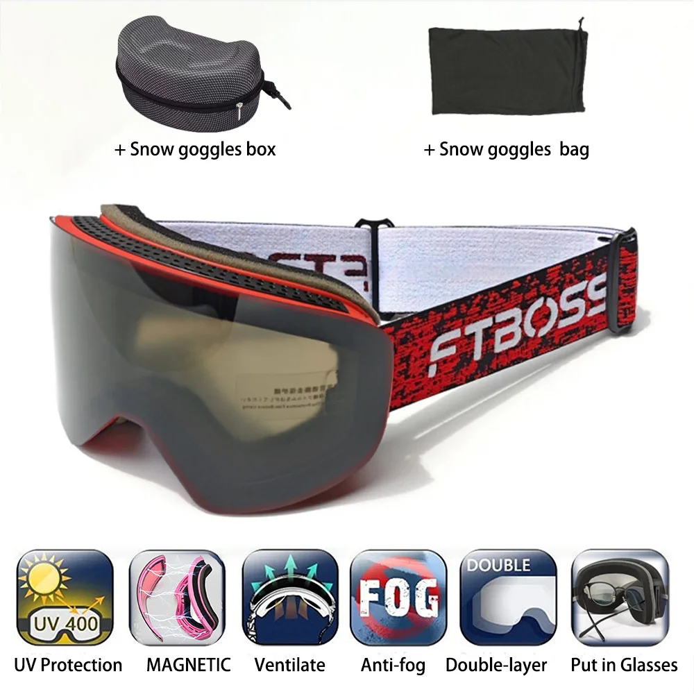 Ski Goggles Magnetic Suction Glasses Double-Layer Anti Fog Night Vision Goggles Ski Cycling Glasses Man Windbreak Ski Equipment