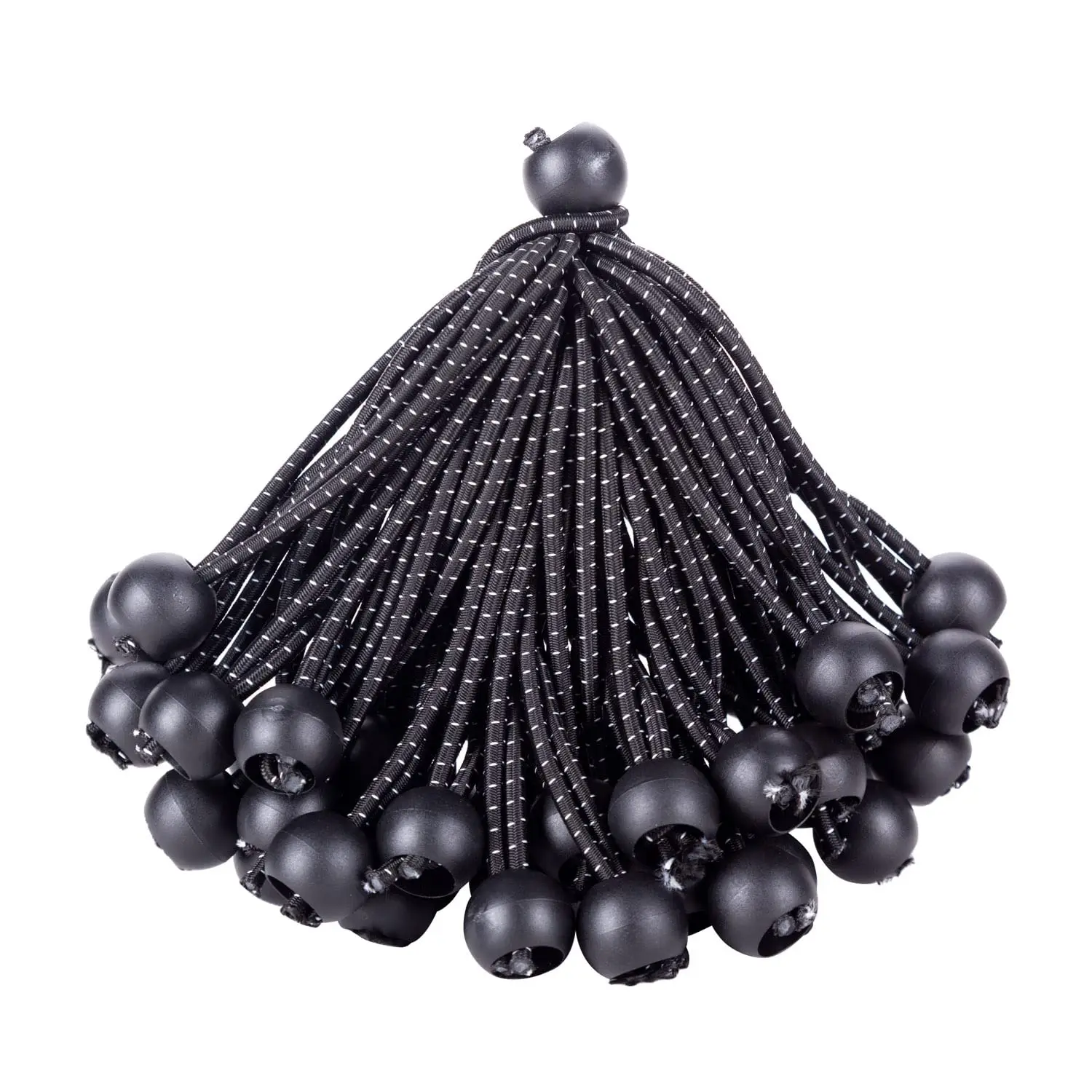 Ball Bungee Cords 6 Inch 20PCS Heavy Duty Black Bungee Cord Balls Canopy Tarp Tie Cords for Camping, Shelter,Cargo,Projector