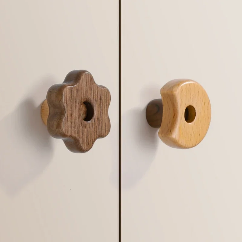 Boutons de tiroir en bois, quincaillerie de commode, bouton d'armoire de cuisine blanc, bouton de placard moderne, poignée de porte de garde-robe ronde