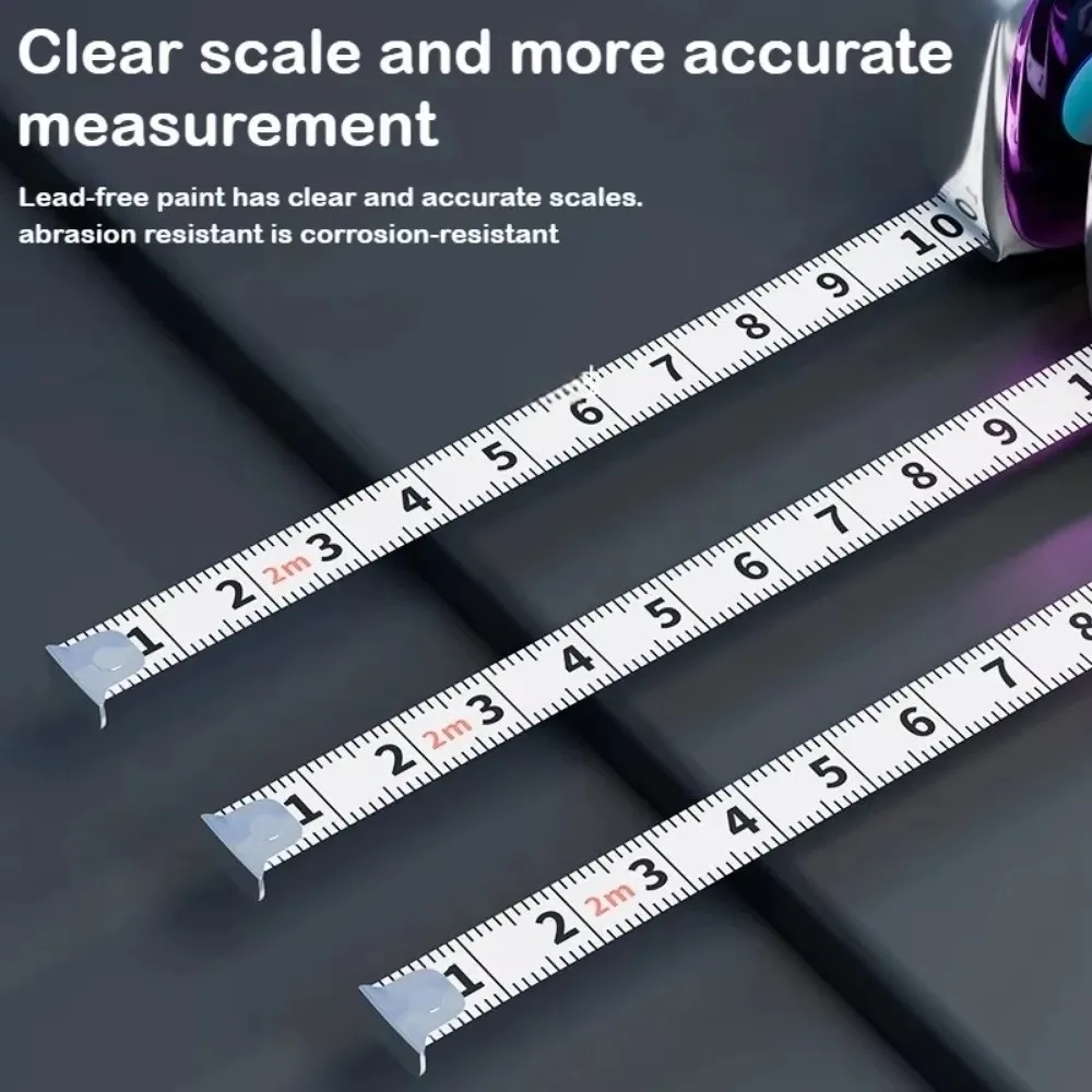 2mミニテープメジャー カラフルキーホルダーデザイン 測定ツール 巻き取り式 メトリックシステム スチール製テープメジャー