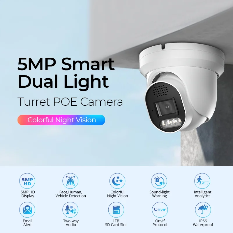 5MP Security Camera System 8CH 4K NVR Kit IP POE Camera Two-Way Audio Human/Vehicle Detection Smart AI 7/24 Full Color Night HDD