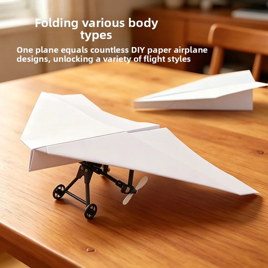 Hotfree Power-Up RC Paper Airplane Kit with Gyro Stabilizer DIY Electric Remote Control Plane with Dual Propellers, Lightweigh
