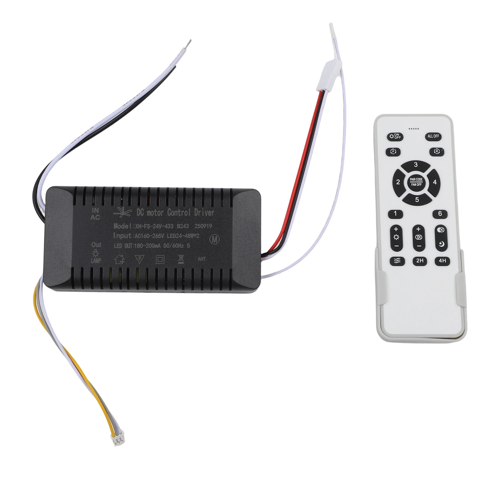 Remote Control Receiver For Ceiling Fan Light Stepless Dimming DC Motor Driver AC 160-265V Converter Switch Controller Black Whi