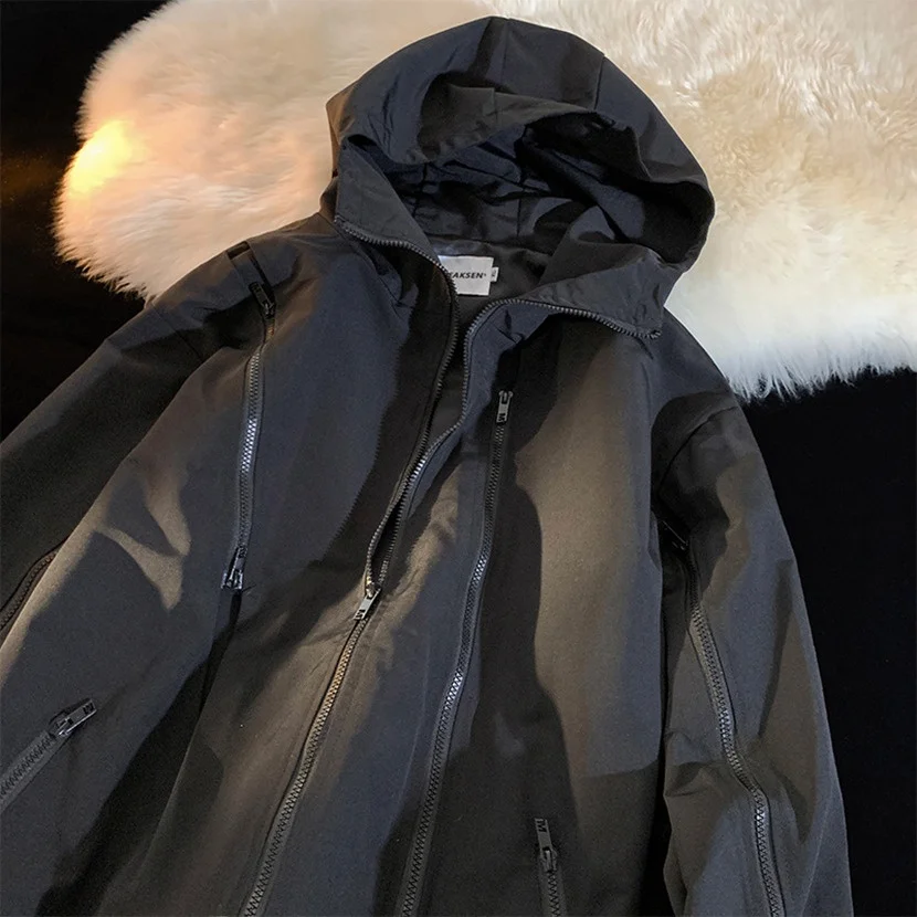 

Outdoor Men's Workwear Jaet Loose High Street American Sle Autumn Spring Fce Lined Hooded Windproof Casual Coat