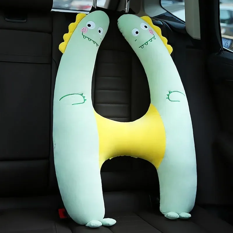 

Seat Belt Plush Pillow for Kids Bunny Dinosaur Comfortable Stuffed Doll Pillow Infant Seatbelt for Trip Sleep Neck Head Support