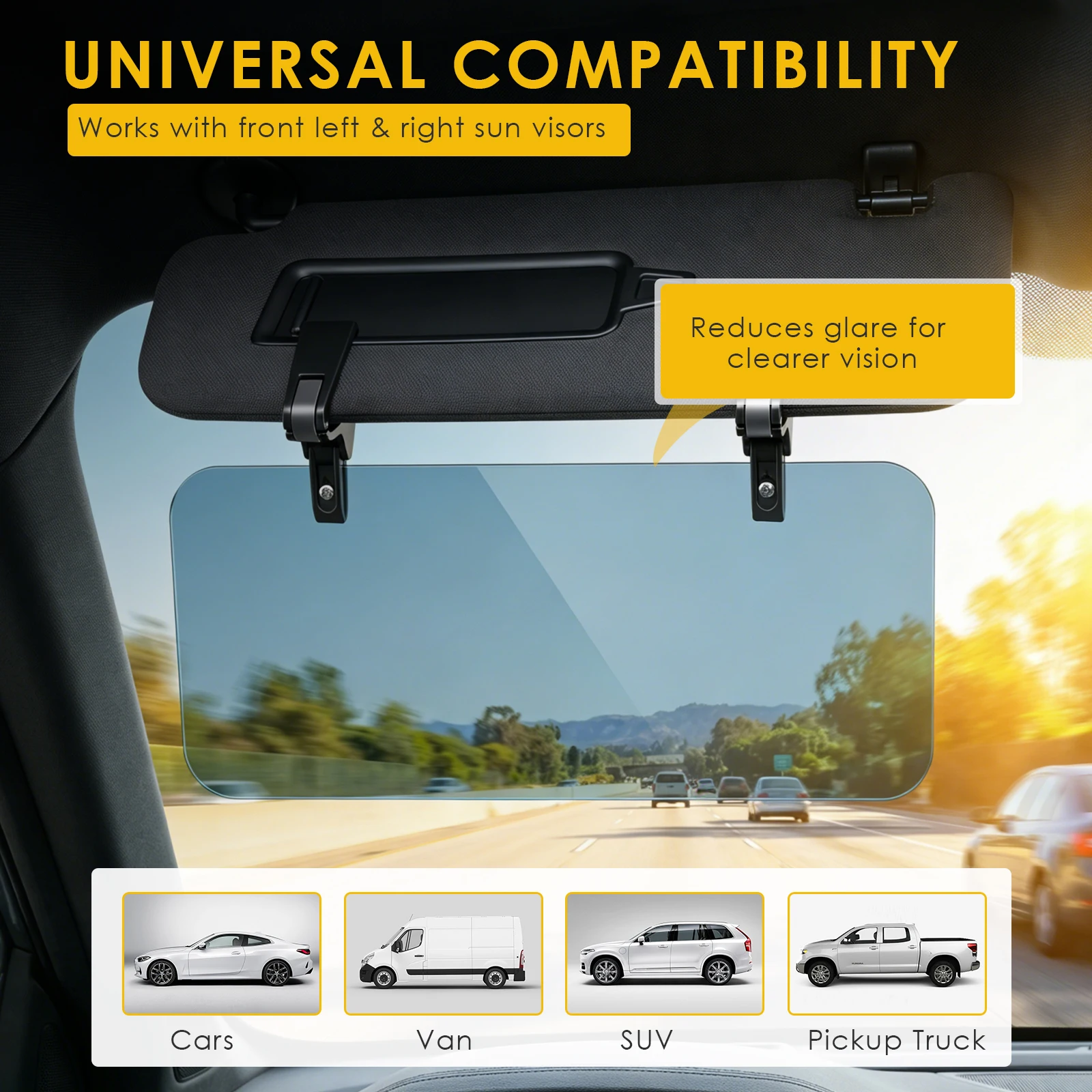 Universal HD Car Sun Visor Extensions Anti Glare Polarized Automobile Visor Sunshade Extender 180° Adjustable Car Accessories