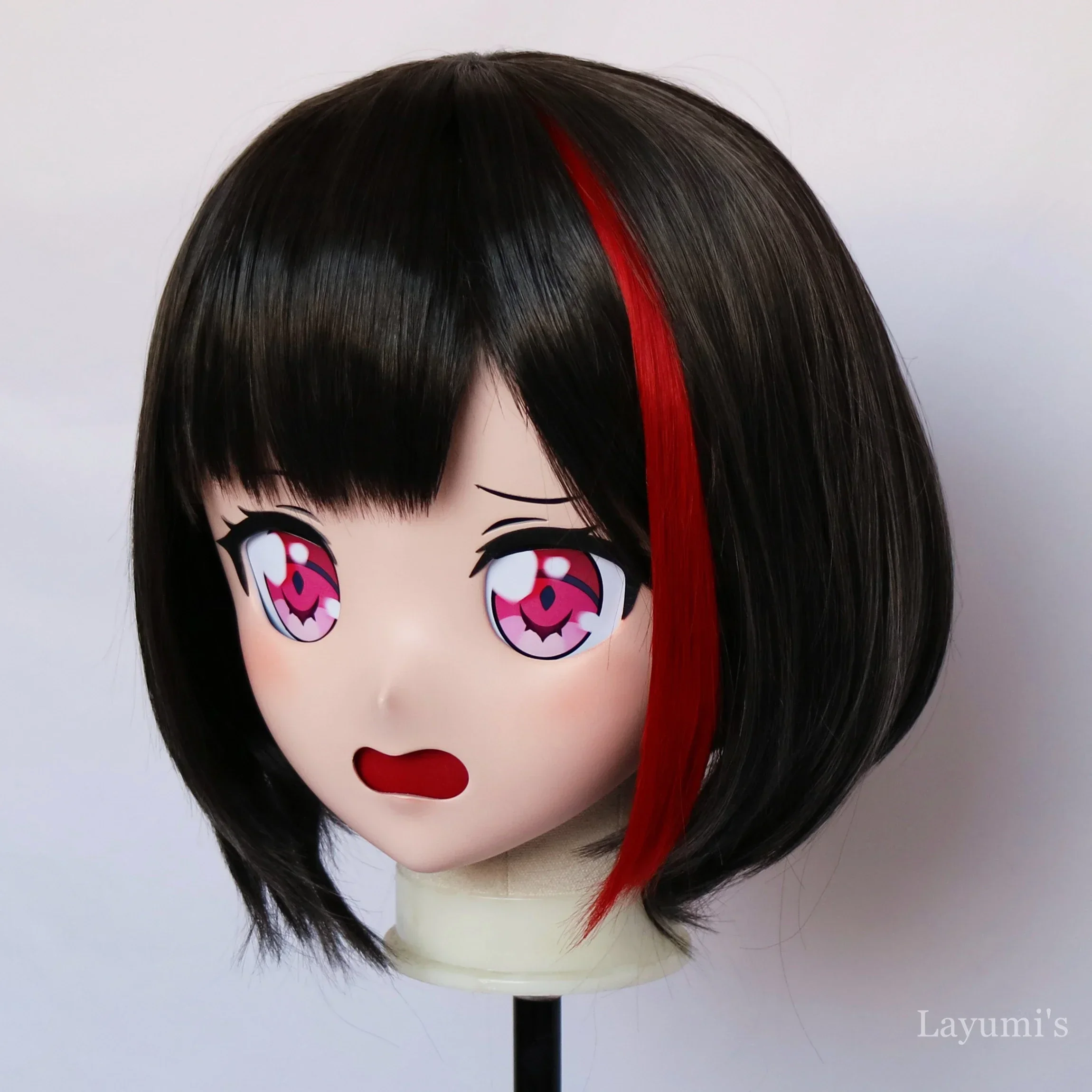 (B55) Customized Full Head Lifesize Mask Play Coser Crossdressing with Backshell Silicone Anime Mitake Ran Kigurumi Mask Cosplay