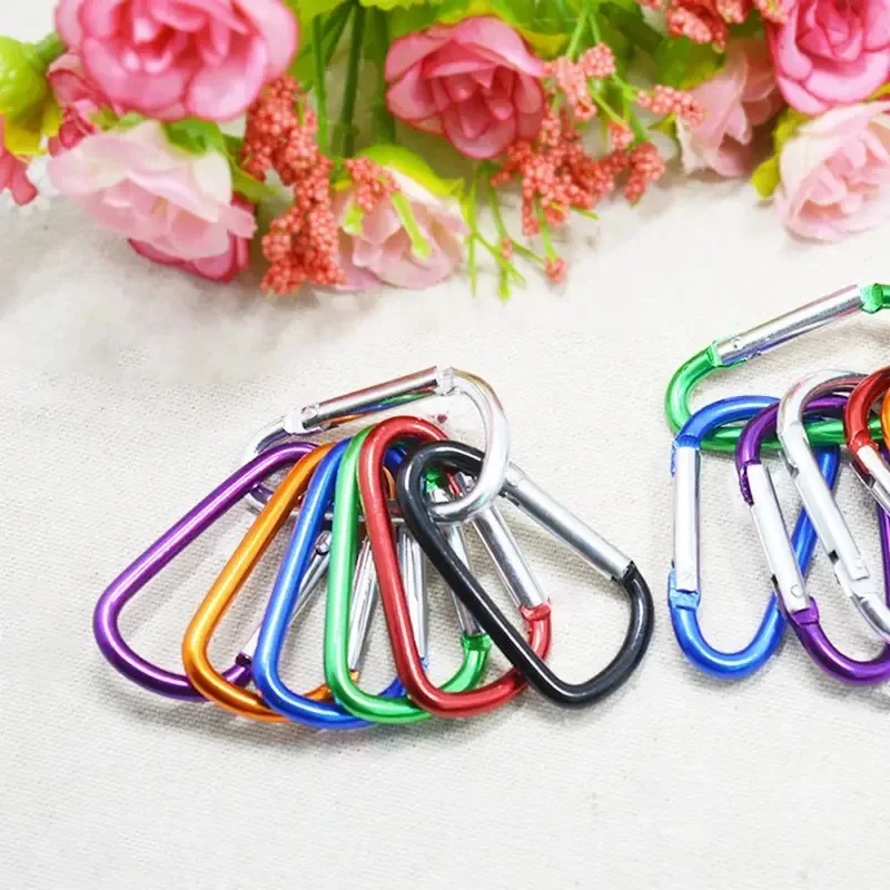 10pcs D Shape Color Carabiners Aluminum Alloy Carabiner Spring Hook Outdoor Backpack Camping Hooks Keychain Climbing Tools