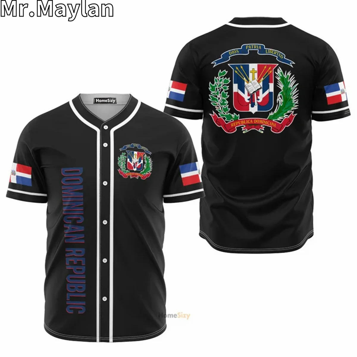 Custom Dominica Flag Symbol Black Baseball 3D REPUBLIC Jamaica Cuba  Jersey Summer Shirt Men's Tops Tee Oversized Streetwear