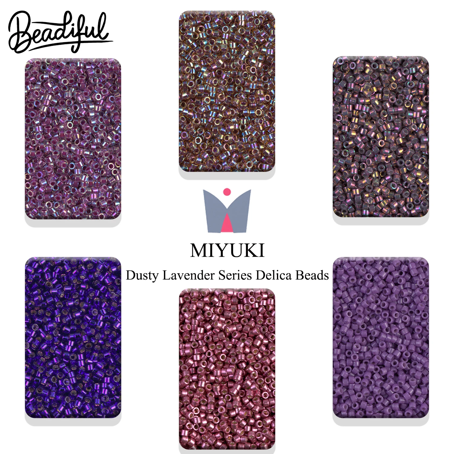 Cuentas MIYUKI DELICA de 11/0, 10g/2000 piezas, Color Lavanda Empolvado, Serie Mauve, Cuentas de Vidrio Japonesas para Manualidades y Joyería DIY