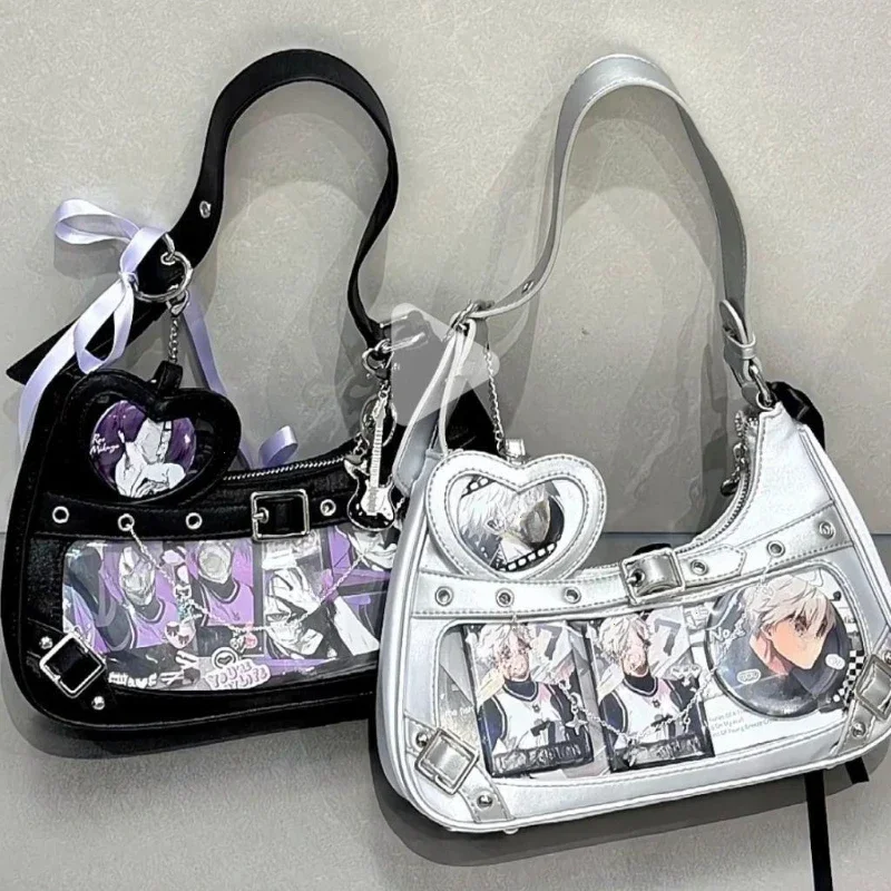 

INS New Cute Y2k Womens Shoulder Bag South Korea Elegant Sweet Lolita Jk Ita Bags Transparent Literary Kawaii Exquisite Handbag