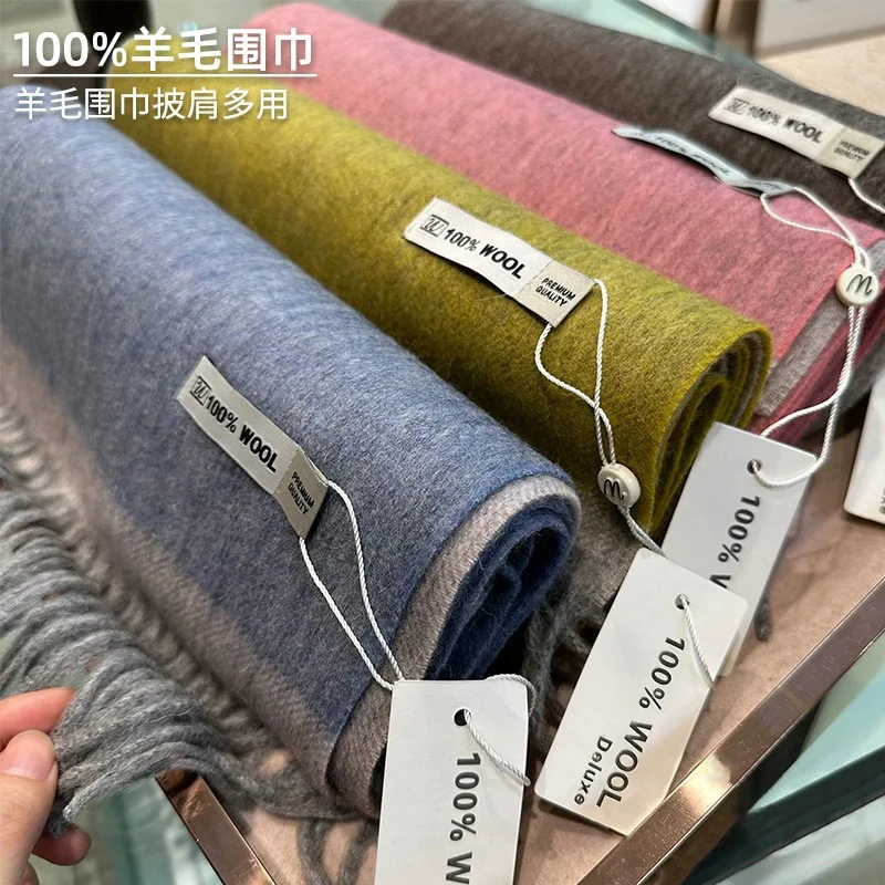 Selected Australian Wool Fashion Color Matching Wool Scarf Women's Versatile Unisex Couple Winter Warm Scarf